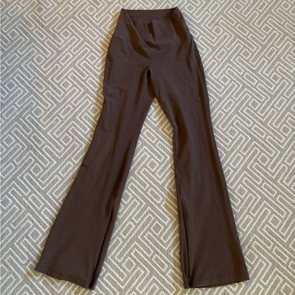 TNA brown flare leggings, size small, zipper at ankles to open flare further
